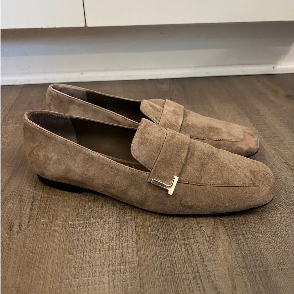 Lafayette 148 New York Eve Square Toe Tan Suede Loafer